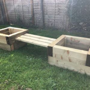 Wooden Double Sleeper Planters And Bench