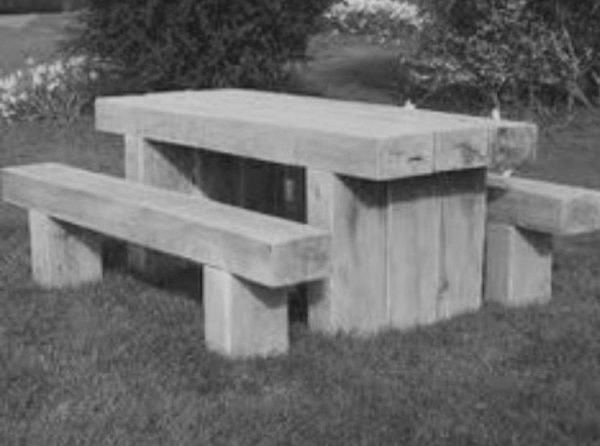 Wooden Sleeper Table In Black And White
