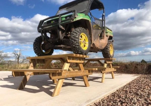 Vehicle On Wooden Picnic Bench