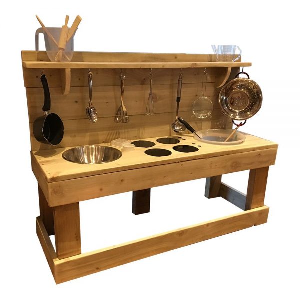 Wooden Triple Trouble Mud Kitchen With Utilises