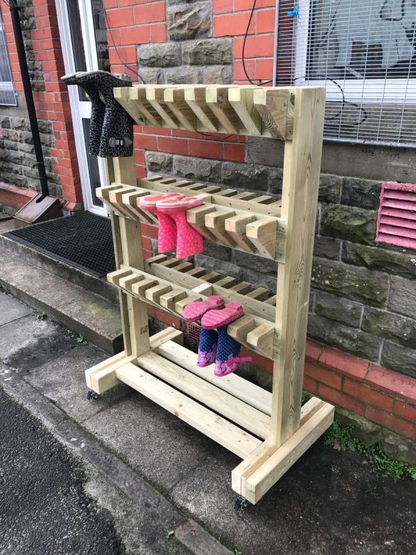 Wooden Welly Storage In Playground