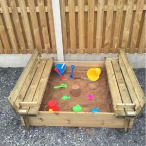 Small Wooden Sandpit With Folding Lid Seats