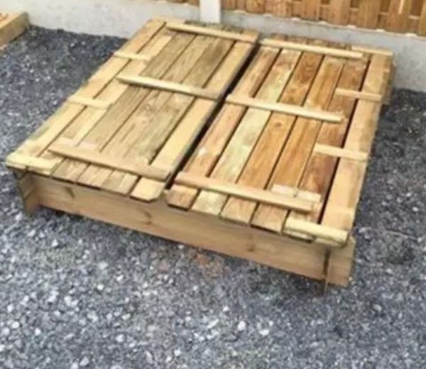 Wooden Sandpit With Folding Lid Closed
