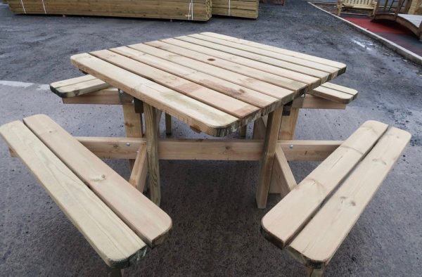 Wooden Picnic Table In Playground