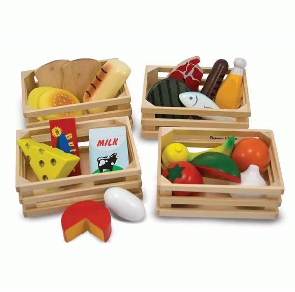 Wooden Food Toys In Baskets