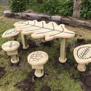 Nature Themed Stools And Table Set