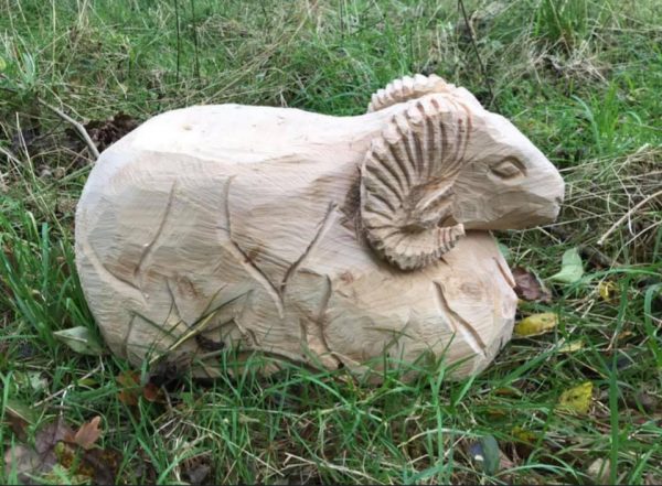 Hand Carved Wooden Sheep Seat