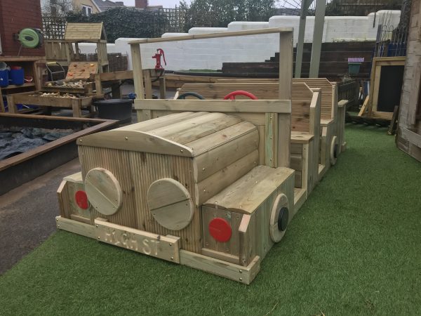 Front View Of Wooden Car Seating For Kids