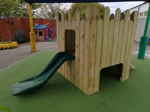 Wooden Playground With Slide In School